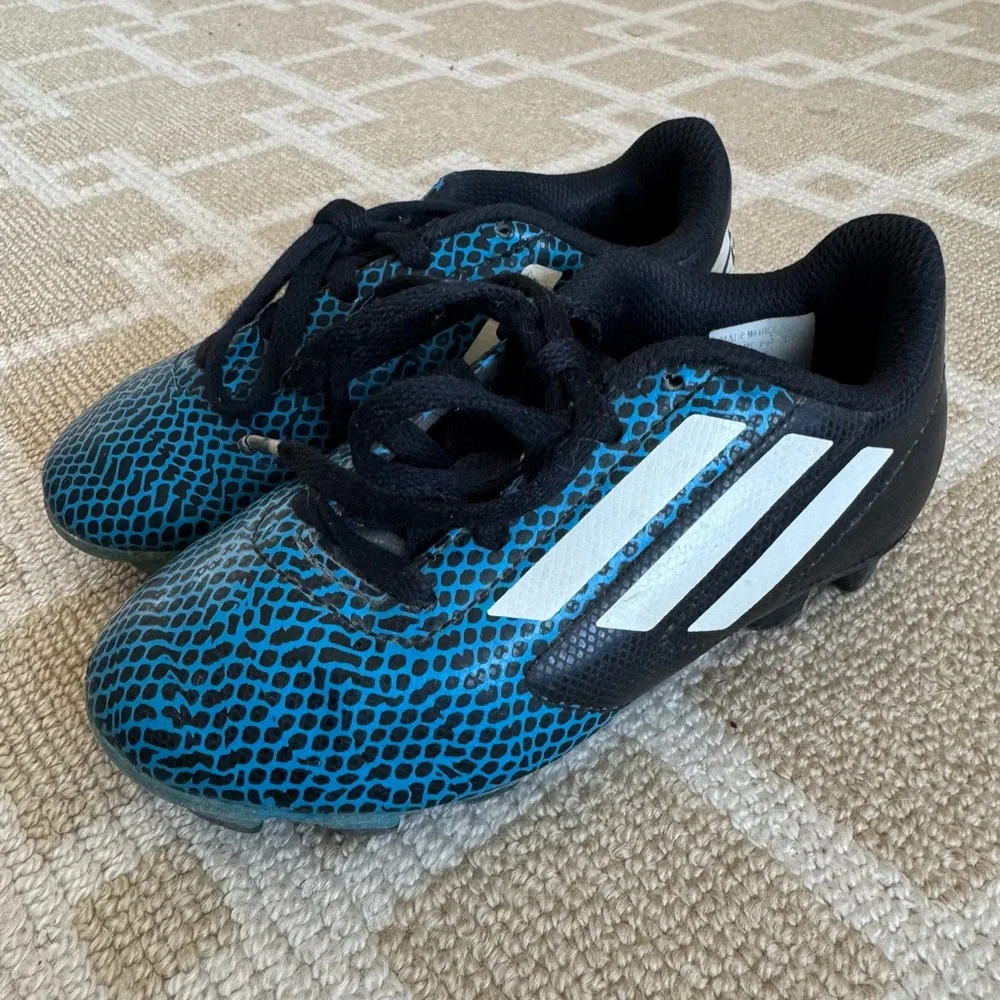 adidas Predator Youth Soccer Cleats FG Blue Black Textured Stud Sports Kids 11